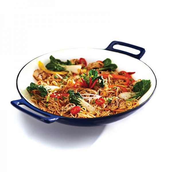 Μαντεμένιο wok με επικάλυψη πορσελάνης 
